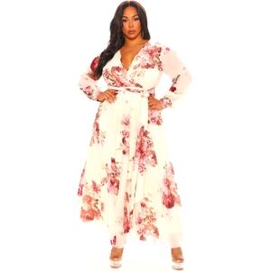 Fashion Nova Through The Gardens Maxi Dress - Ivory / combo